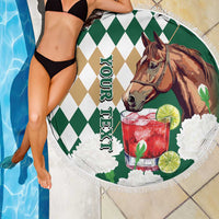 Personalized Belmont Horse Racing Beach Blanket Jewel Cocktail With White Carnations