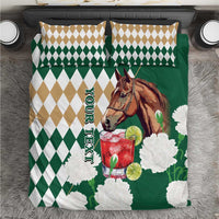 Personalized Belmont Horse Racing Bedding Set Jewel Cocktail With White Carnations