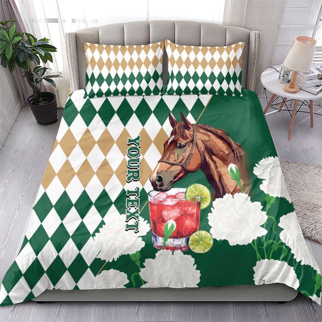 Personalized Belmont Horse Racing Bedding Set Jewel Cocktail With White Carnations