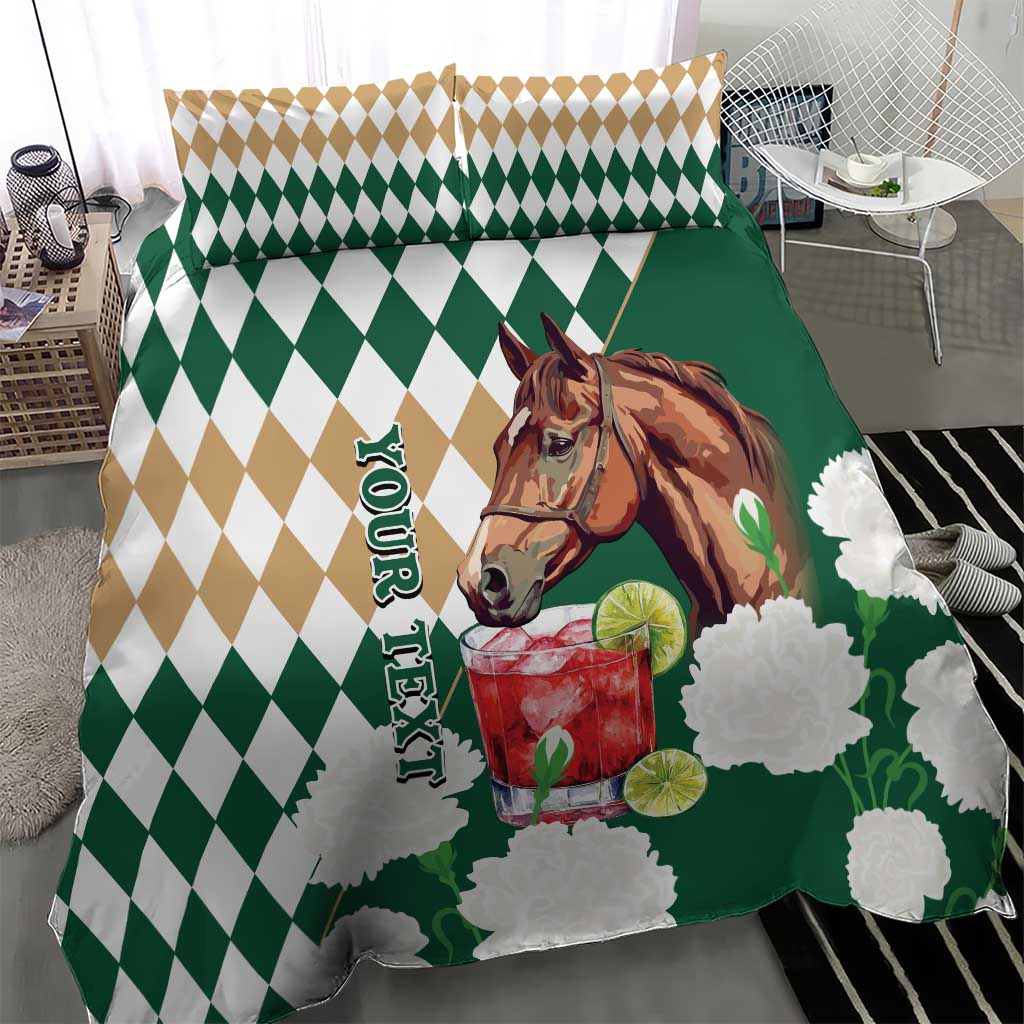 Personalized Belmont Horse Racing Bedding Set Jewel Cocktail With White Carnations