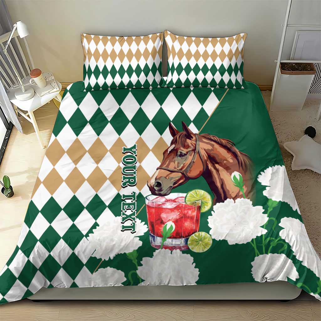 Personalized Belmont Horse Racing Bedding Set Jewel Cocktail With White Carnations