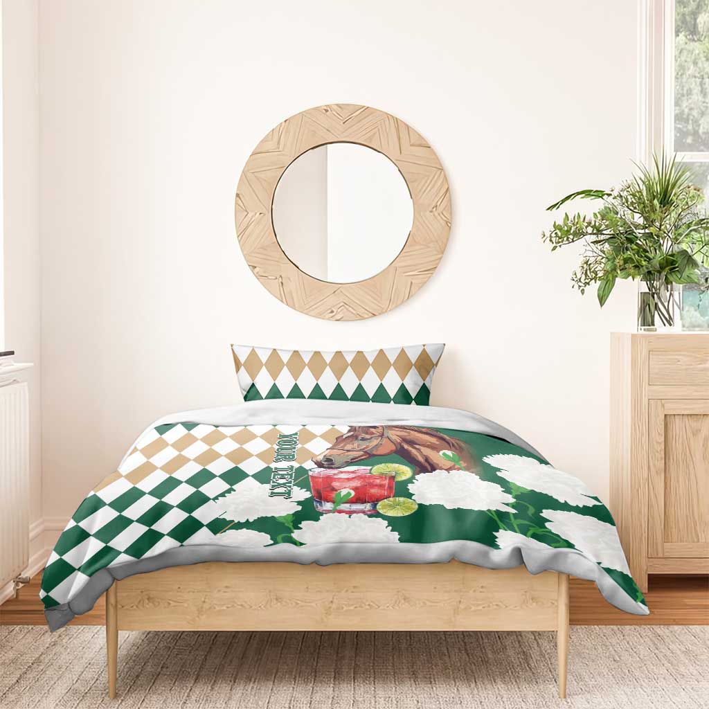 Personalized Belmont Horse Racing Bedding Set Jewel Cocktail With White Carnations
