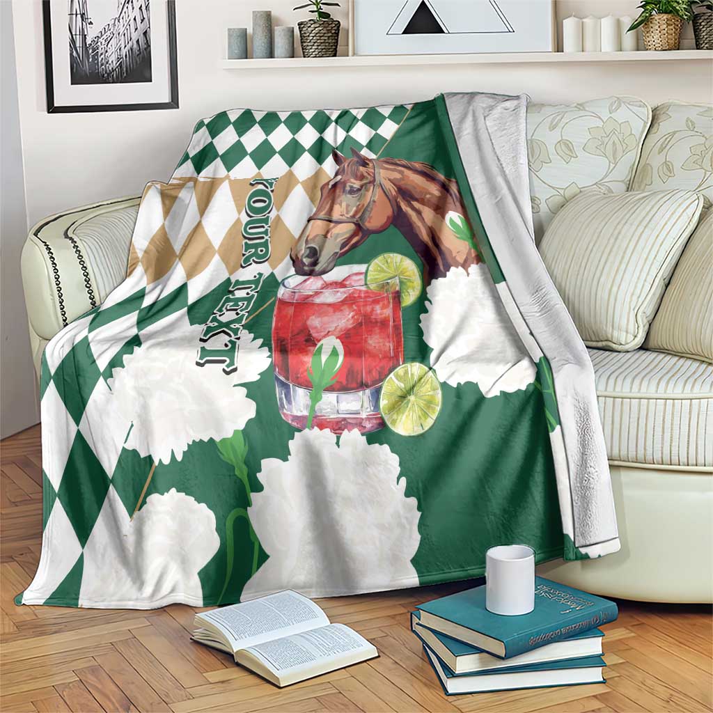 Personalized Belmont Horse Racing Blanket Jewel Cocktail With White Carnations