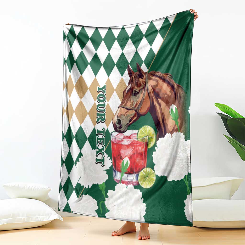 Personalized Belmont Horse Racing Blanket Jewel Cocktail With White Carnations