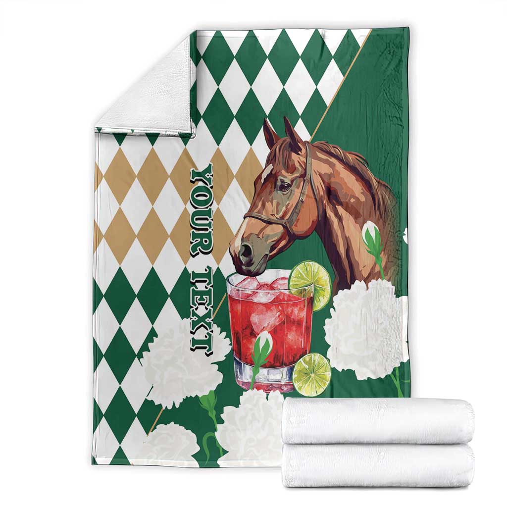 Personalized Belmont Horse Racing Blanket Jewel Cocktail With White Carnations