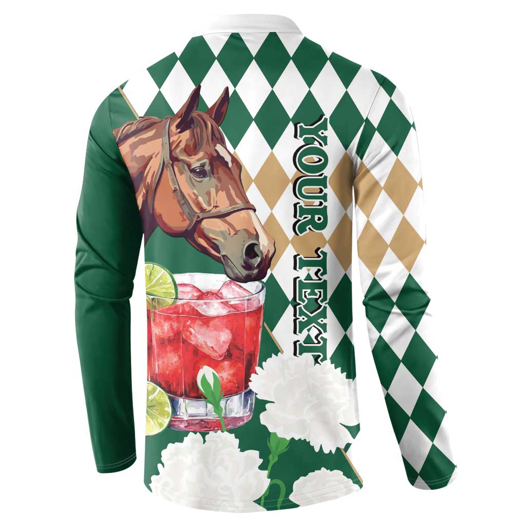 Personalized Belmont Horse Racing Button Sweatshirt Jewel Cocktail With White Carnations