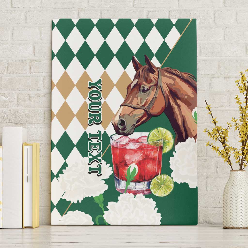 Personalized Belmont Horse Racing Canvas Wall Art Jewel Cocktail With White Carnations
