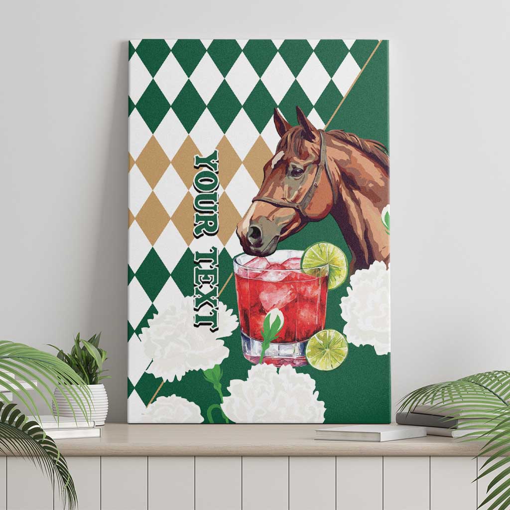 Personalized Belmont Horse Racing Canvas Wall Art Jewel Cocktail With White Carnations