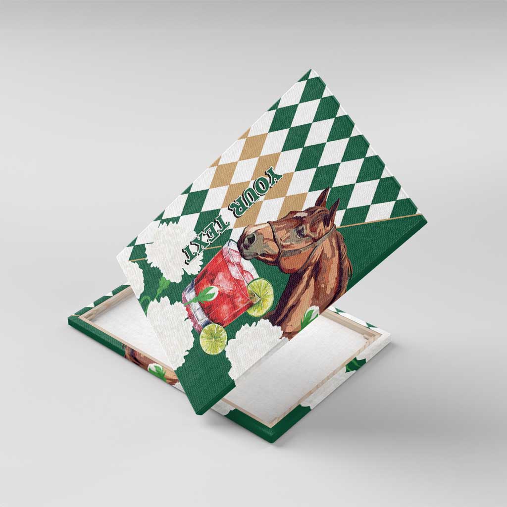 Personalized Belmont Horse Racing Canvas Wall Art Jewel Cocktail With White Carnations