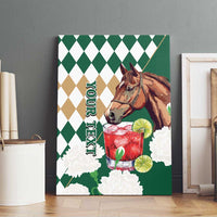 Personalized Belmont Horse Racing Canvas Wall Art Jewel Cocktail With White Carnations