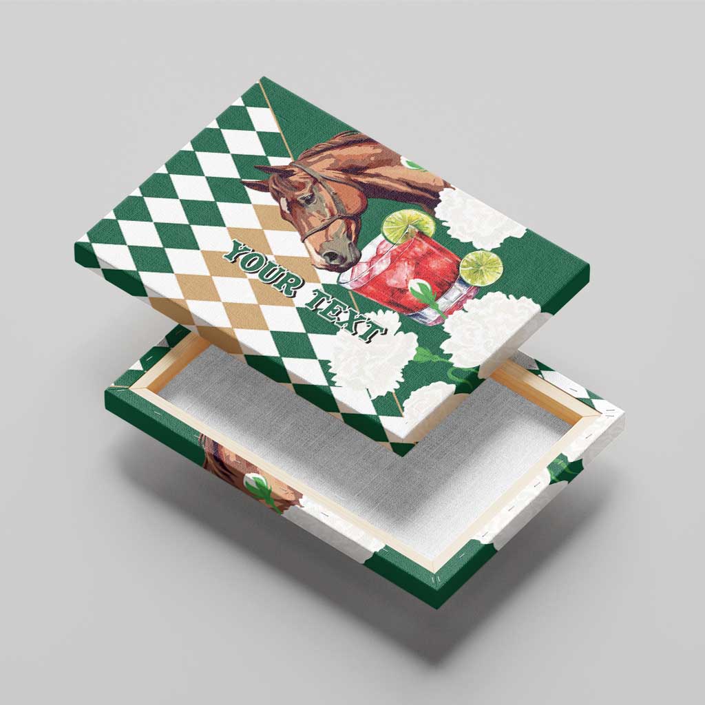 Personalized Belmont Horse Racing Canvas Wall Art Jewel Cocktail With White Carnations