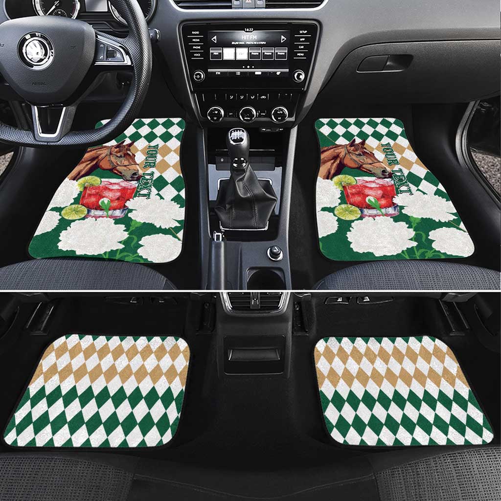 Personalized Belmont Horse Racing Car Mats Jewel Cocktail With White Carnations