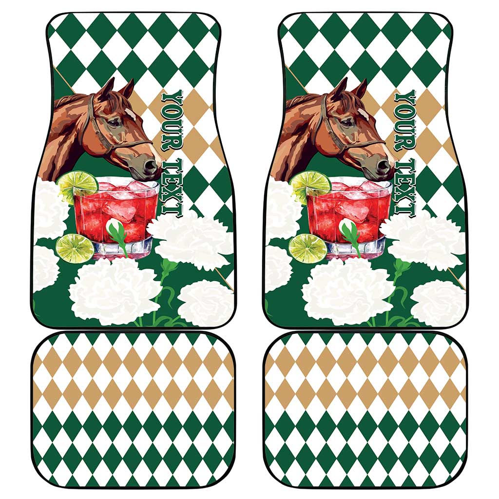 Personalized Belmont Horse Racing Car Mats Jewel Cocktail With White Carnations