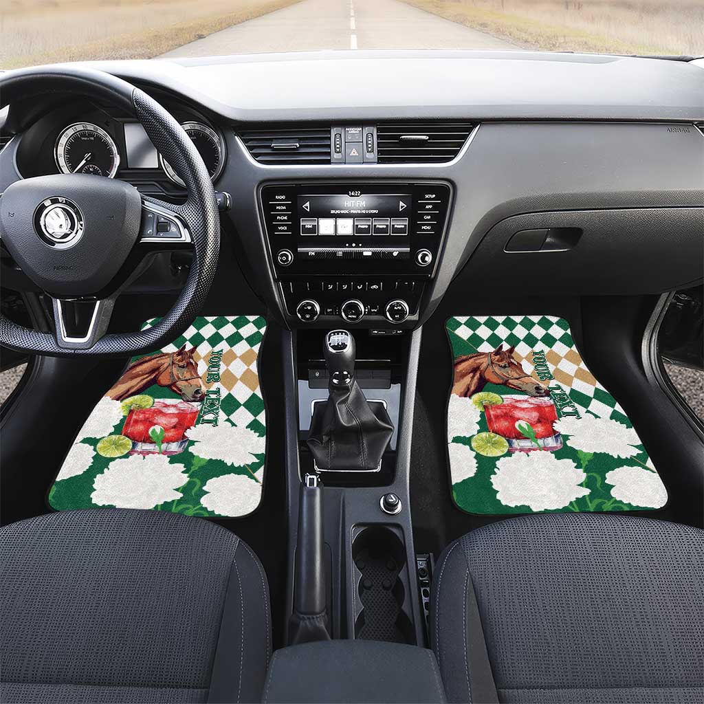 Personalized Belmont Horse Racing Car Mats Jewel Cocktail With White Carnations