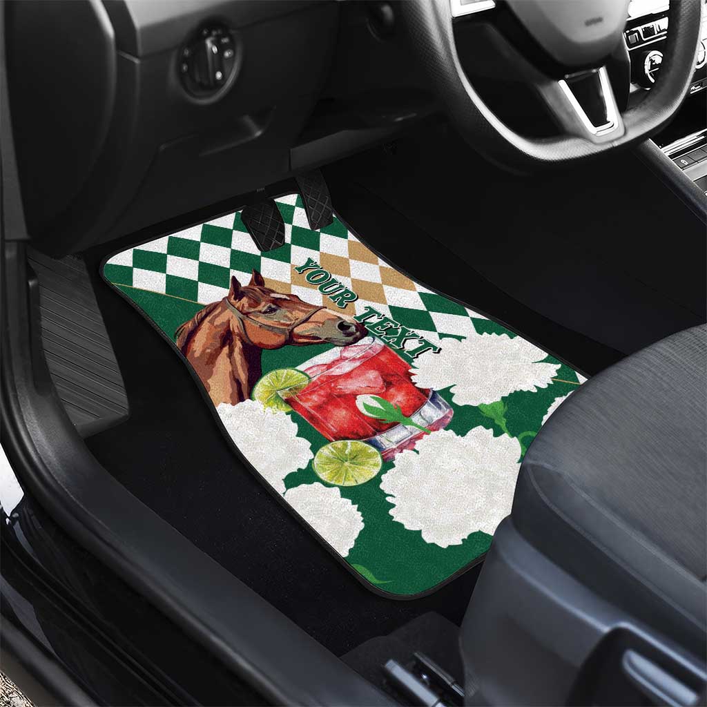 Personalized Belmont Horse Racing Car Mats Jewel Cocktail With White Carnations