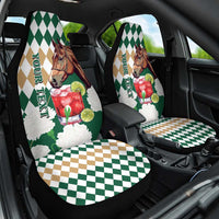 Personalized Belmont Horse Racing Car Seat Cover Jewel Cocktail With White Carnations
