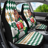 Personalized Belmont Horse Racing Car Seat Cover Jewel Cocktail With White Carnations