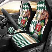 Personalized Belmont Horse Racing Car Seat Cover Jewel Cocktail With White Carnations