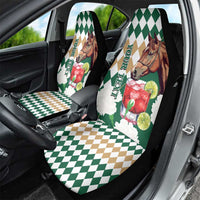 Personalized Belmont Horse Racing Car Seat Cover Jewel Cocktail With White Carnations