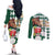 Personalized Belmont Horse Racing Couples Matching Off The Shoulder Long Sleeve Dress and Long Sleeve Button Shirt Jewel Cocktail With White Carnations
