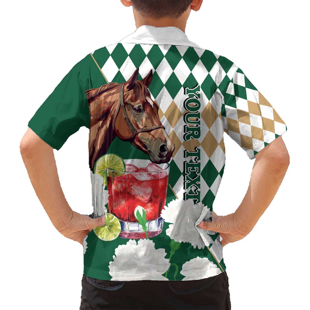 Personalized Belmont Horse Racing Family Matching Long Sleeve Bodycon Dress and Hawaiian Shirt Jewel Cocktail With White Carnations