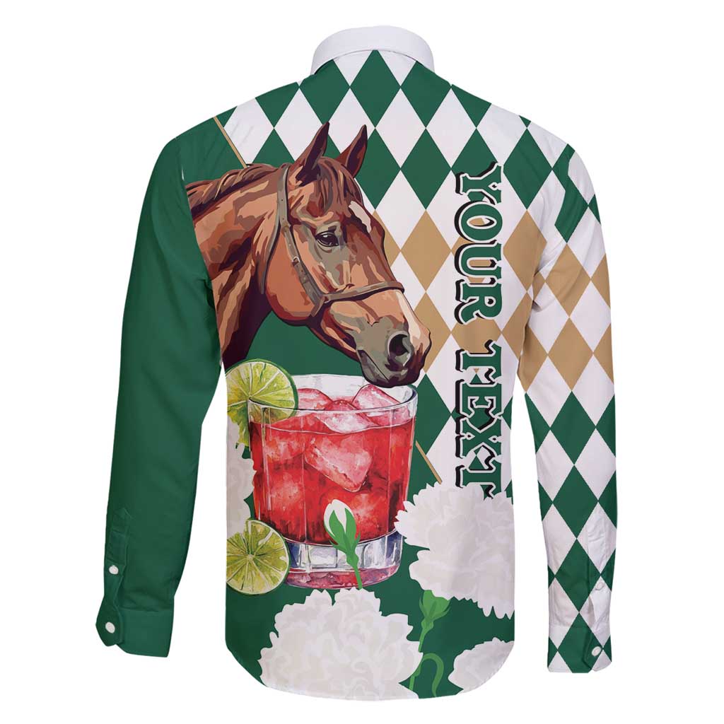 Personalized Belmont Horse Racing Family Matching Long Sleeve Bodycon Dress and Hawaiian Shirt Jewel Cocktail With White Carnations