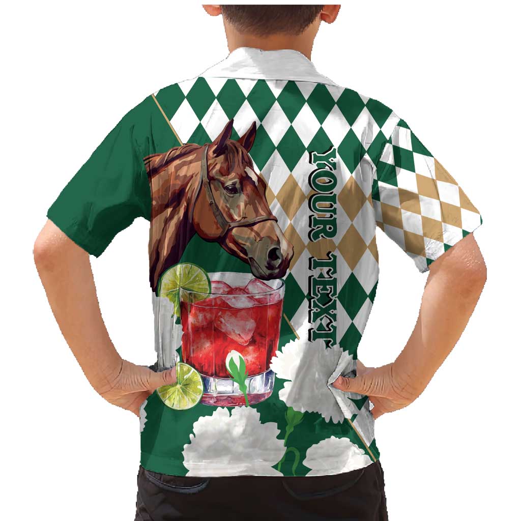 Personalized Belmont Horse Racing Family Matching Mermaid Dress and Hawaiian Shirt Jewel Cocktail With White Carnations