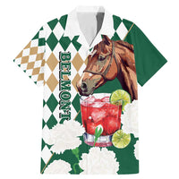 Personalized Belmont Horse Racing Family Matching Mermaid Dress and Hawaiian Shirt Jewel Cocktail With White Carnations