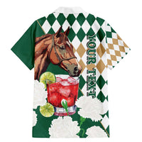 Personalized Belmont Horse Racing Family Matching Mermaid Dress and Hawaiian Shirt Jewel Cocktail With White Carnations