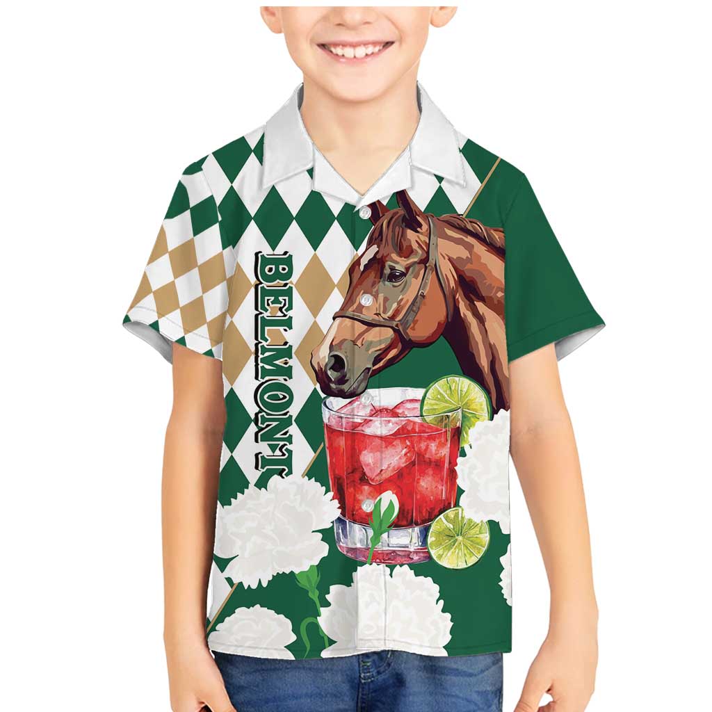Personalized Belmont Horse Racing Family Matching Mermaid Dress and Hawaiian Shirt Jewel Cocktail With White Carnations