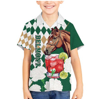 Personalized Belmont Horse Racing Family Matching Mermaid Dress and Hawaiian Shirt Jewel Cocktail With White Carnations