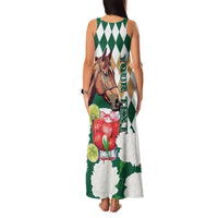 Personalized Belmont Horse Racing Family Matching Tank Maxi Dress and Hawaiian Shirt Jewel Cocktail With White Carnations