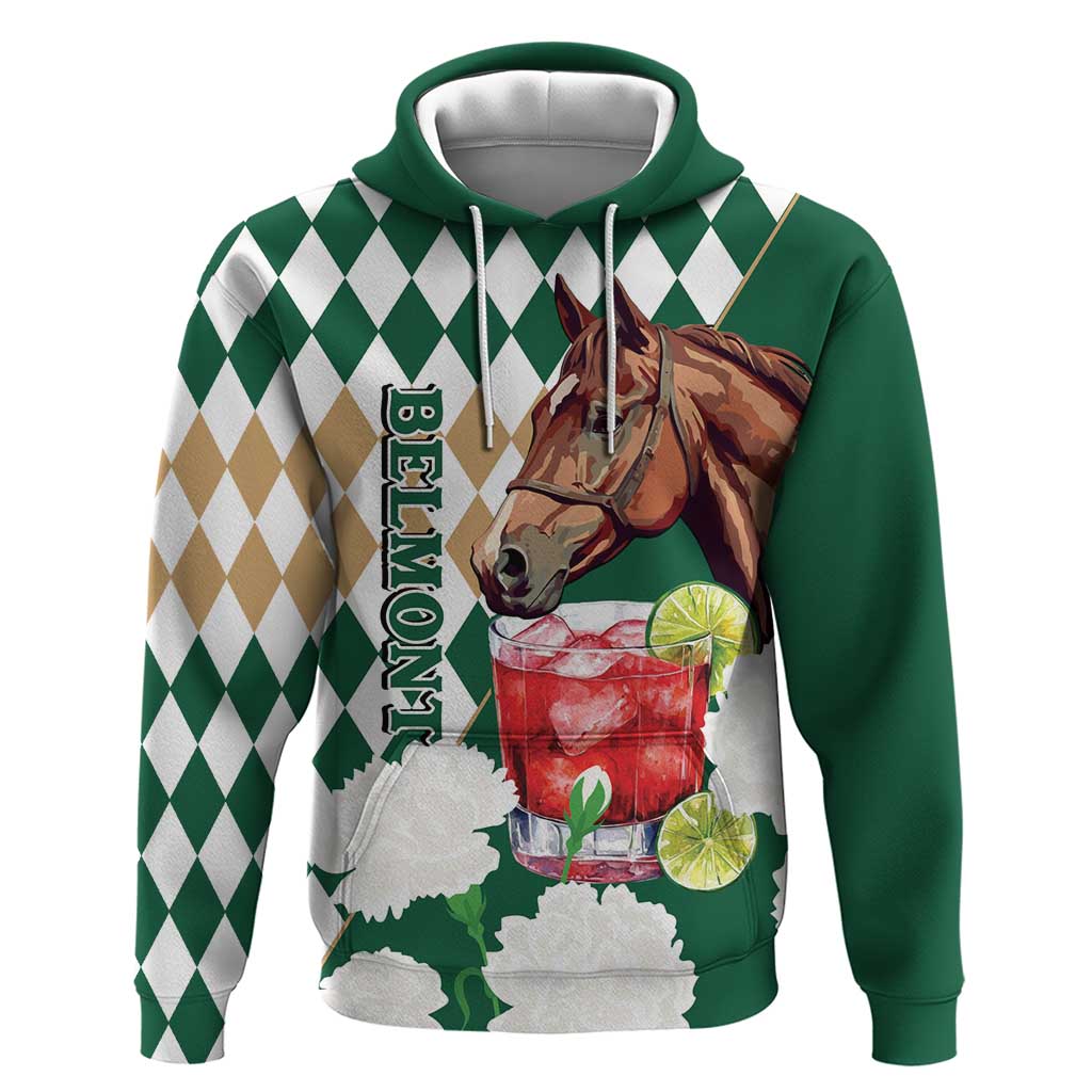 Personalized Belmont Horse Racing Hoodie Jewel Cocktail With White Carnations