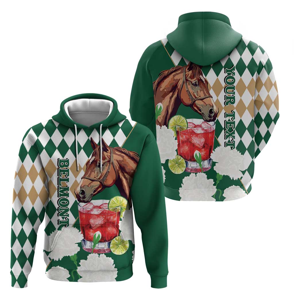 Personalized Belmont Horse Racing Hoodie Jewel Cocktail With White Carnations