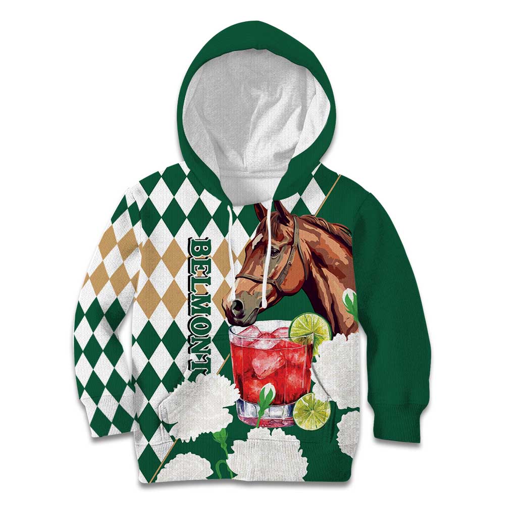 Personalized Belmont Horse Racing Kid Hoodie Jewel Cocktail With White Carnations