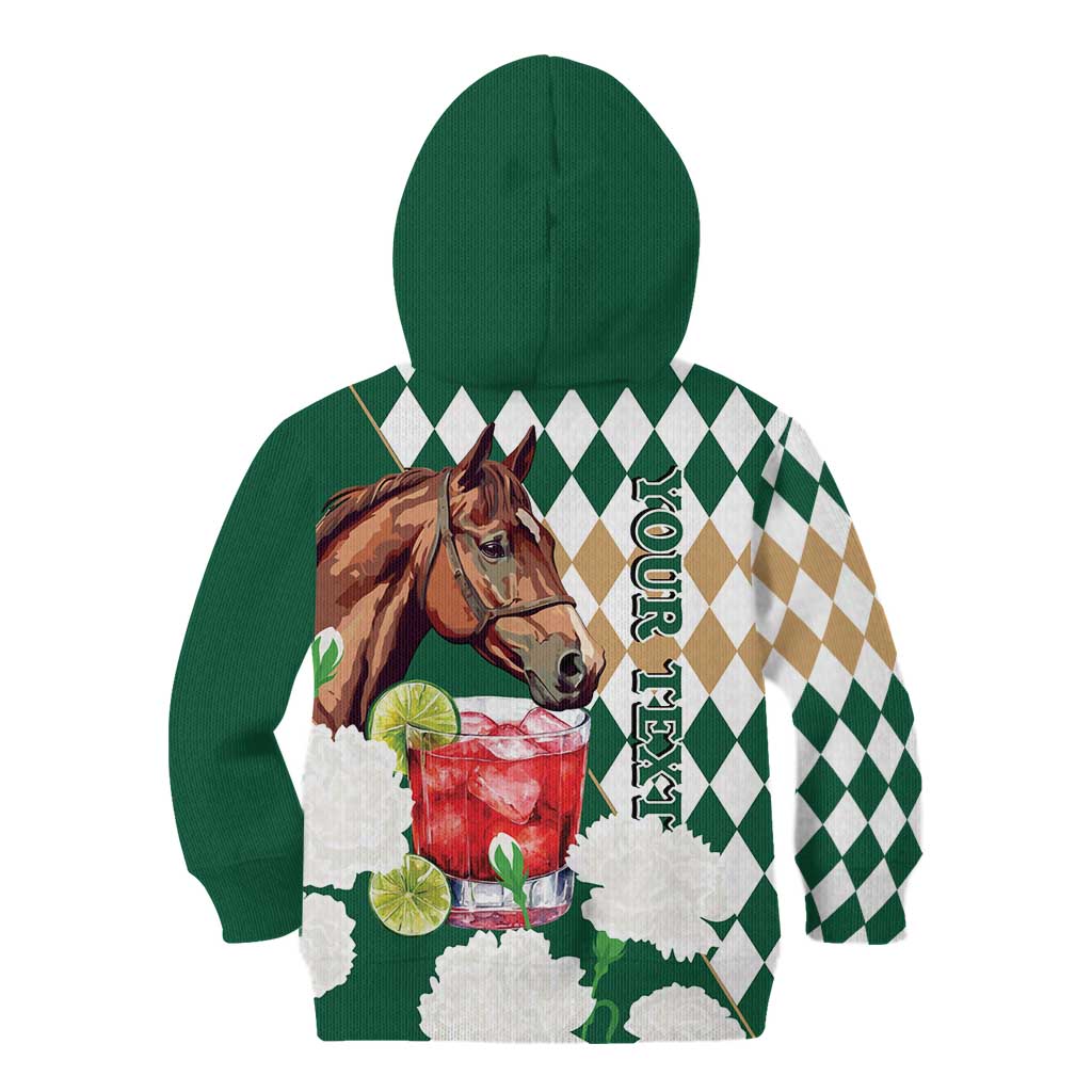 Personalized Belmont Horse Racing Kid Hoodie Jewel Cocktail With White Carnations