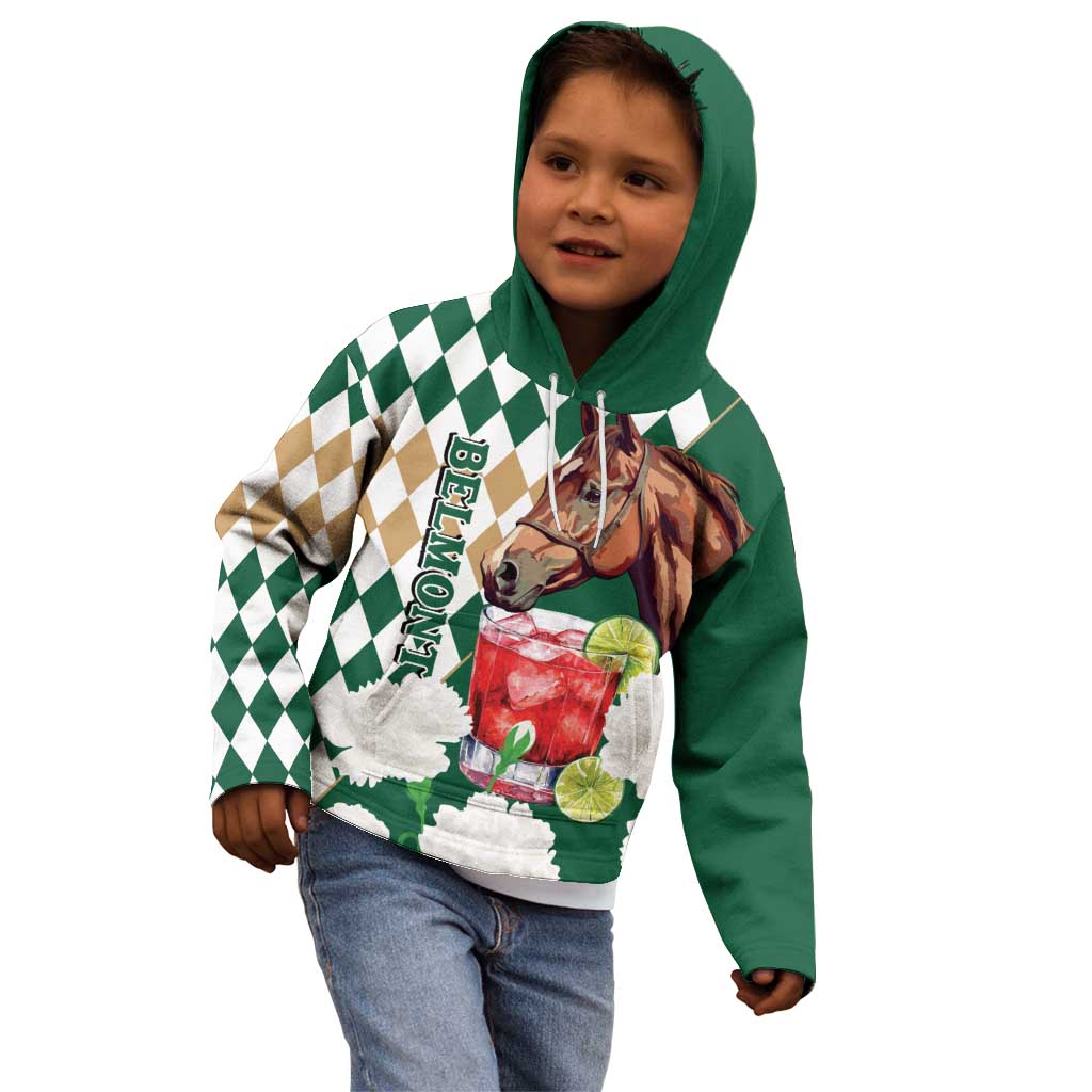 Personalized Belmont Horse Racing Kid Hoodie Jewel Cocktail With White Carnations