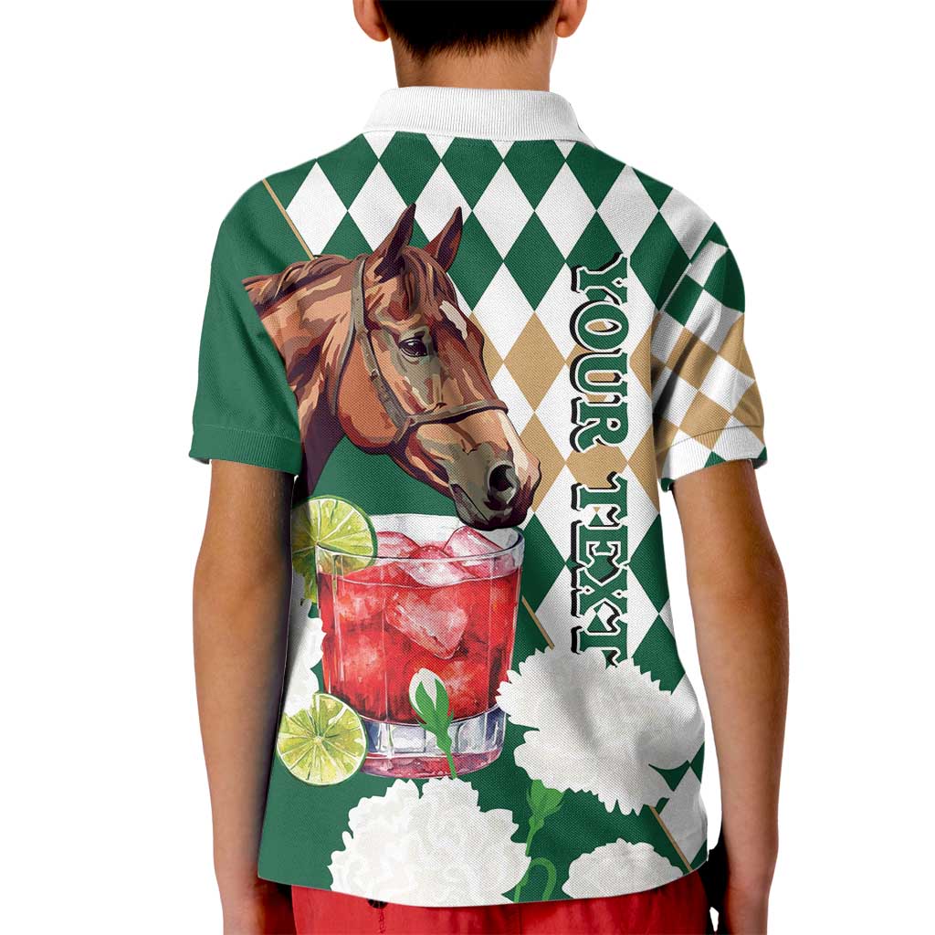 Personalized Belmont Horse Racing Kid Polo Shirt Jewel Cocktail With White Carnations