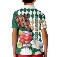 Personalized Belmont Horse Racing Kid Polo Shirt Jewel Cocktail With White Carnations
