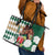 Personalized Belmont Horse Racing Leather Tote Bag Jewel Cocktail With White Carnations