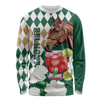 Personalized Belmont Horse Racing Long Sleeve Shirt Jewel Cocktail With White Carnations