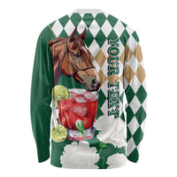 Personalized Belmont Horse Racing Long Sleeve Shirt Jewel Cocktail With White Carnations