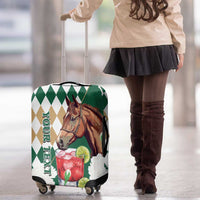 Personalized Belmont Horse Racing Luggage Cover Jewel Cocktail With White Carnations