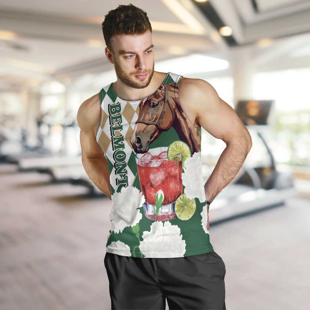 Personalized Belmont Horse Racing Men Tank Top Jewel Cocktail With White Carnations