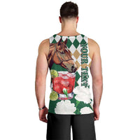 Personalized Belmont Horse Racing Men Tank Top Jewel Cocktail With White Carnations