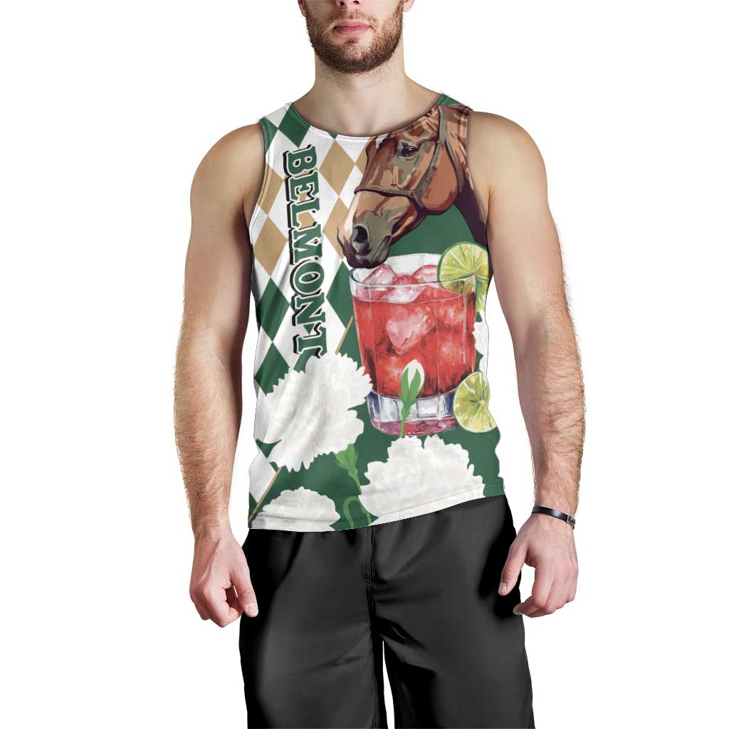 Personalized Belmont Horse Racing Men Tank Top Jewel Cocktail With White Carnations