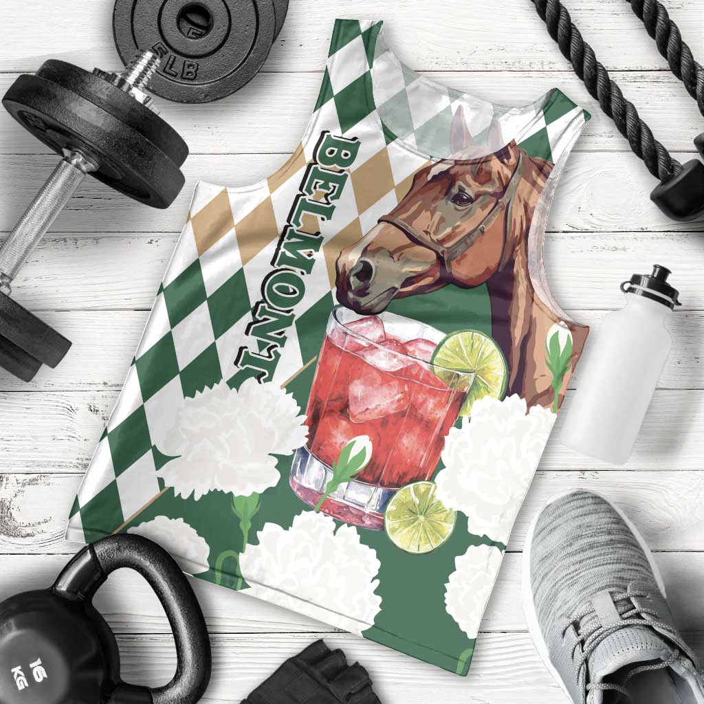 Personalized Belmont Horse Racing Men Tank Top Jewel Cocktail With White Carnations