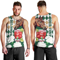 Personalized Belmont Horse Racing Men Tank Top Jewel Cocktail With White Carnations