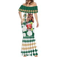 Personalized Belmont Horse Racing Mermaid Dress Jewel Cocktail With White Carnations