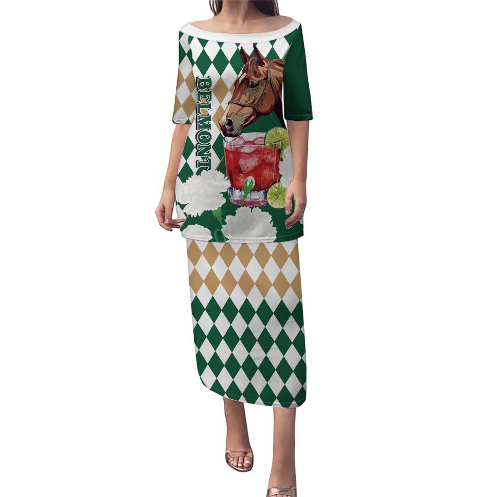 Personalized Belmont Horse Racing Puletasi Jewel Cocktail With White Carnations